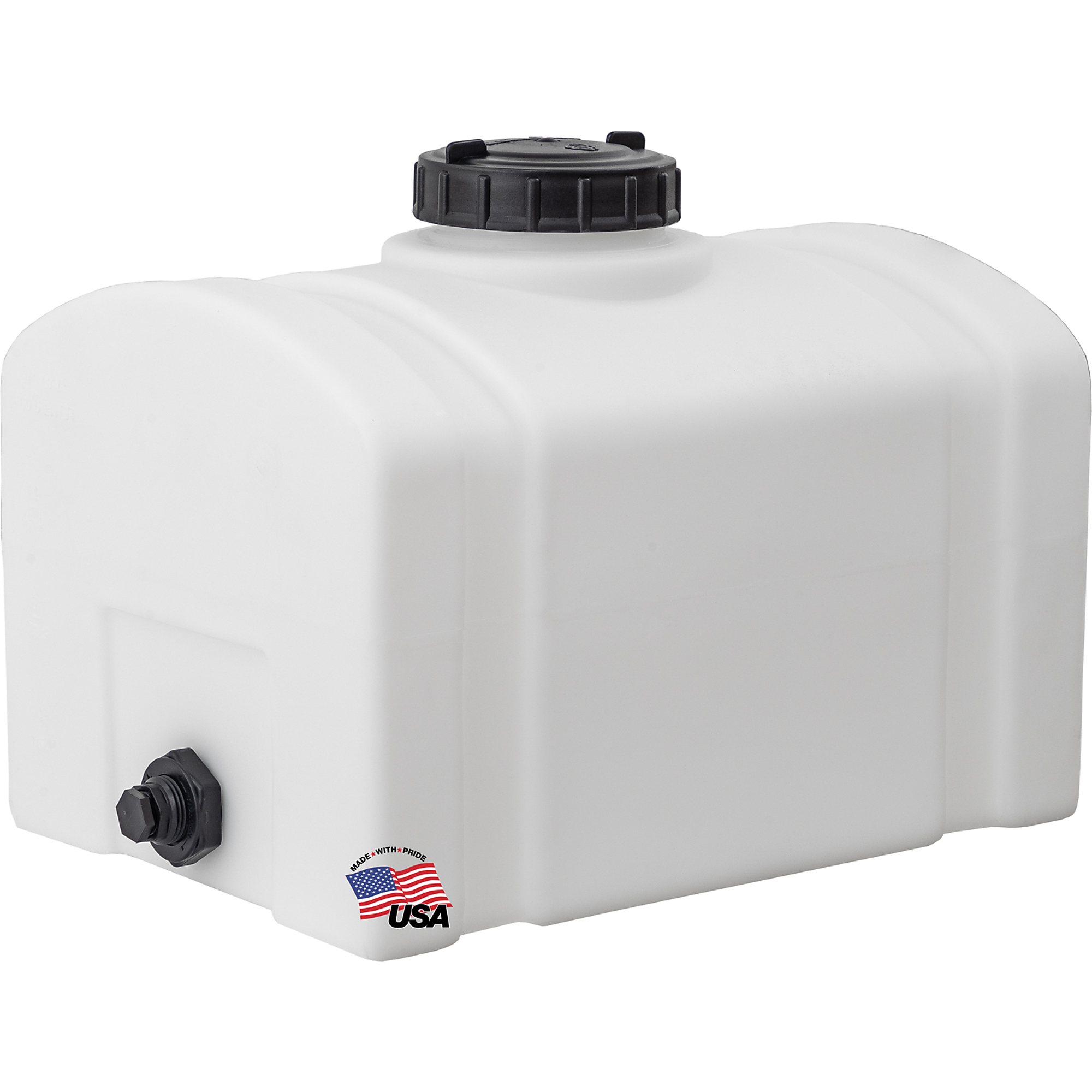 RomoTech 16 Gallon Water Tank - Square Domed, BPA Free Poly Tank for Non-Flammable,  Liquids, UV-Resistant Storage, 3/4" NPT Outlet, Made in USA, Natural, Model# 82123889
